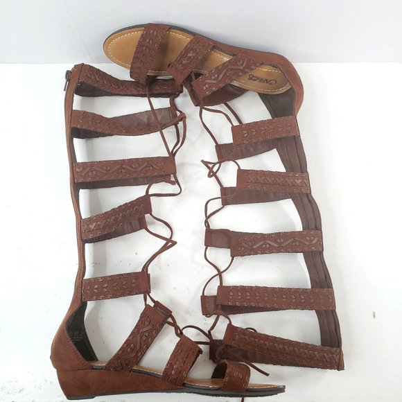 STRETCH LACE-UP FLAT SANDAL IN CERULEAN BLUE METALLIZED MESH AND LEATHER main image 1